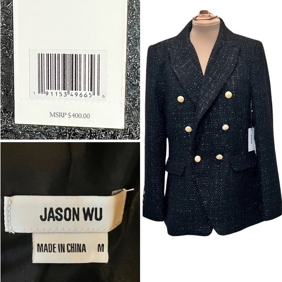 Jason Wu [Medium ~ NWT] Blazer - Black Metallic Tweed - Picture 14 of 14